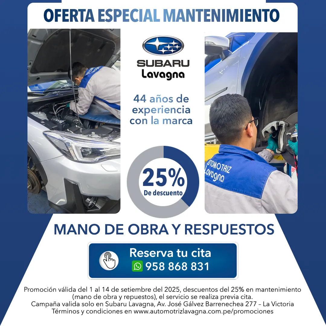 OFERTA ESPECIAL MANTENIMIENTO SUBARU